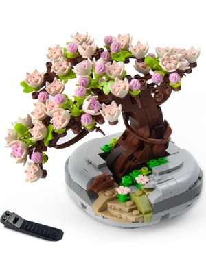 Zemira Bonsai Ağacı Sukulent/sakura Saksı Bitki Yapı Blokları Seti, Hediyeler Için Yapay Çiçek Inşaat Kitl