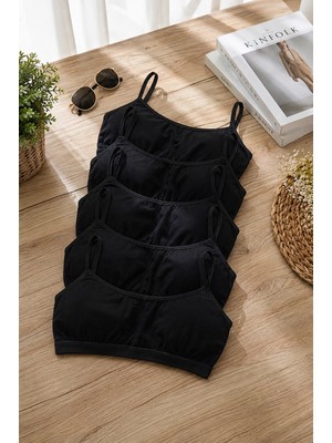 847 Tutku Kız Ip Askılı Pedli Bustiyer 6lı Paket Siyah