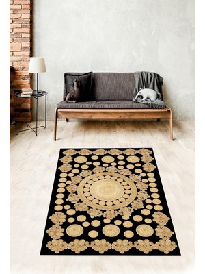 Zemira On The Clouds Jüt Hasır Kilim Görünümlü Dijital Baskılı Kaymaz Taban Yıkanabilir Salon Halıs