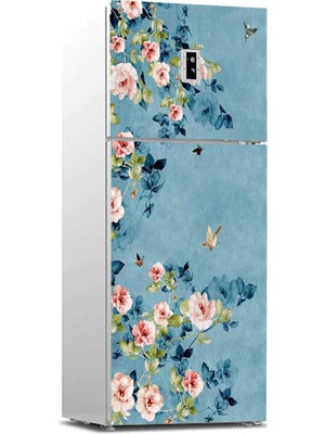 Zemira Buzdolabı Sticker Kaplama Dolap Kaplama Etiketi Yeşil Pembe Çiçek