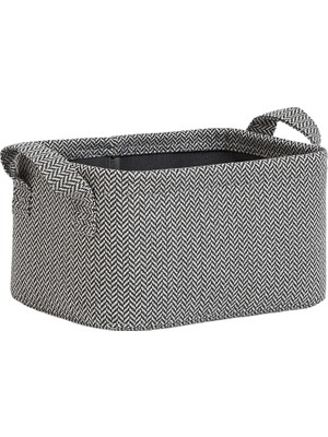 Zemira Textile Antrasit Renk Dokulu Kumaş Sepet 24 x 17 x 12 cm