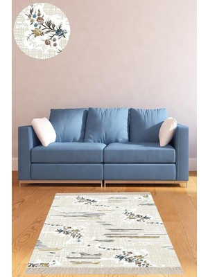 Zemira On The Clouds Çiçek Desenli Dijital Baskı Yıkanabilir Kaymaz Taban Salon Halı Yolluk Bfof
