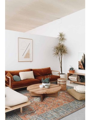 Zemira Soleil Desenli Şönil Pamuk Tabanlı Yıkanabilir Kaymaz Antibakteriyel Salon Halısı 80X200