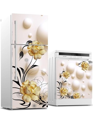 Zemira Buzdolabı Bulaşık Makinası Beyaz Eşya Sticker Kaplama 3D Altın Takı