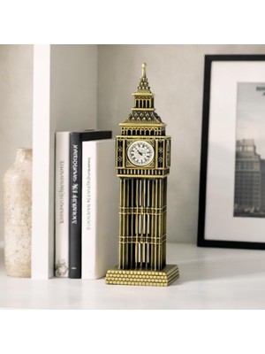 Zemira Big Ben Metal Figürü, Antik Bronz, Masa Raf Dekorasyonu, Londra Mimari Heykelciği