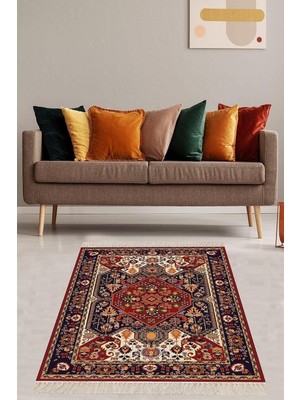Zemira Pelangi Kilim Desenli Etnik Dijital Baskı Yıkanabilir Kaymaz Taban Salon Halısı Yolluk, K