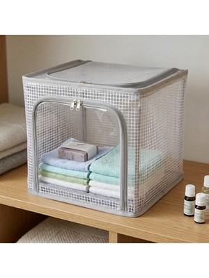 Zemira Deconox 30X30X30 cm Pvc Pencereli Çelik Destekli Raf Düzenleyici - Katlanabilir Modüler Kapaklı Dol