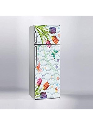 Zemira Buzdolabı Sticker Kaplama Dolap Kaplama Etiketi 3D Lale