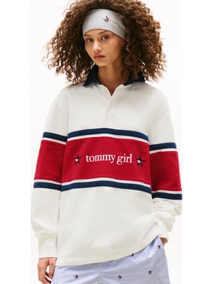 Tommy Hilfiger Erkek Beyaz Tommy Hilfiger Tommy Gırl Rugby Pol, Ybl Beyaz Erkek Sweatshirt
