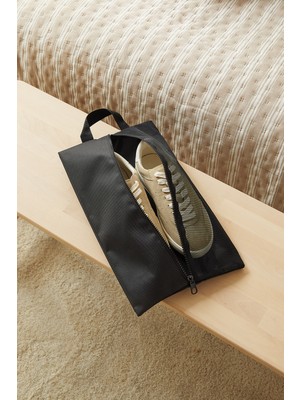 Ocean Home Textile Siyah Renk Fileli Oxford Kumaş Ayakkabı Düzenleyici Taşıma Çantası 22 x 40 x 9 cm