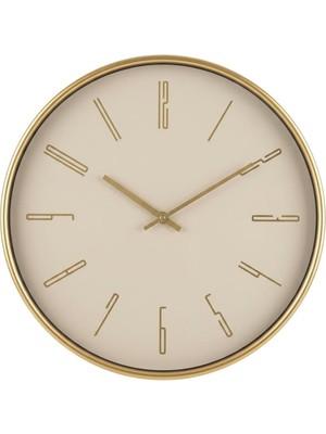 Zemira Gold Çerçeveli Yuvarlak Duvar Saati, 41 Cm, Metal, Sessiz Mekanizma, Salon Yatak Odası Için Deko