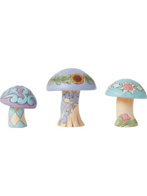 Zemira Enesco Jim Shore Heartwood Creek Nature's Meadow Mushrooms Minyatür Heykelcik Seti, 6,5 Cm, Çok Ren