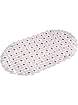 Zemira Eko Banyo - Küvet Içi Kaydırmaz Vantuzlu Oluklu Oval Paspas 63 x 34 Cm, Kırmızı