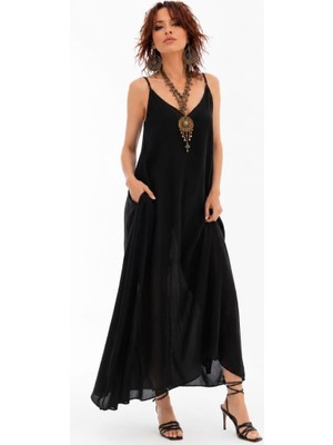 Boutique Bade Yazlık Ince Askılı Uzun Elbise