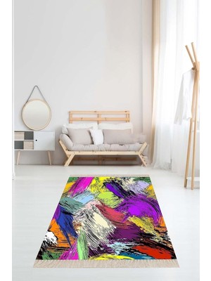 Zemira On The Clouds Renk Paleti Desenli Dijital Baskı Yıkanabilir Kaymaz Taban Tutmaz Salon H