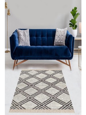 Zemira Pelangi Geometrik Karo Desenli Dijital Baskı Yıkanabilir Kaymaz Taban Etnik Kilim Desen Salon Halı,