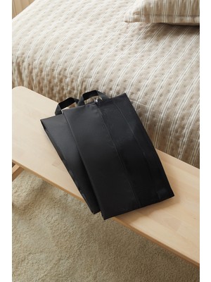 Ocean Home Textile 2'li Siyah Renk Fileli Oxford Kumaş Ayakkabı Düzenleyici Taşıma Çantası Seti 22 x 40 x 9 cm