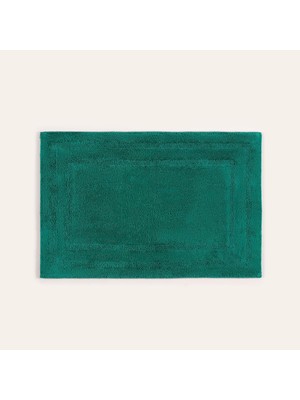 Zemira Solıd Çift Taraflı PAMUK%100 Pamuk Banyo Paspası 40X60 cm Koyu Yeşil