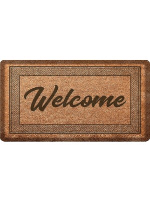 Zemira Dekoratif Welcome Kahverengi Kapı Önü Paspası 45 x 65