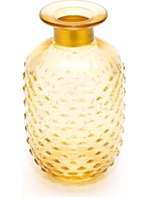 Zemira Gold Boyunlu Amber Cam Vazo (15 Cm)