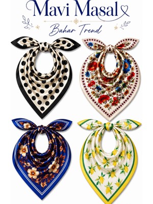 Mavi Masal 4 Lü Kadın Fular Set