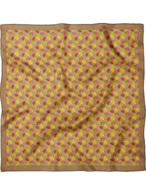 Sultan İpek Sonbahar Yaprak Desenli Fular / Bandana 70X70CM