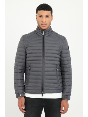Dufy Erkek Slim Fit Kapüşonlu Antrasit Mont