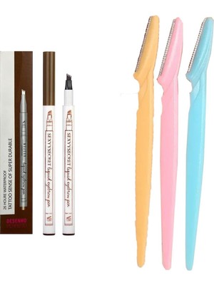 Zemira Chermik Fine Sketch Kahve Kaş Kalemi Suya Dayanıklı Kalıcı Set, CHRMK13136