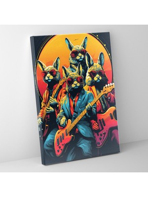 Painted Anarchy Hayvanlar Insanlar Gibi Giyinmiş Güneş Gözlüklü Tavşanlar Motifli Kanvas Duvar Tablosu