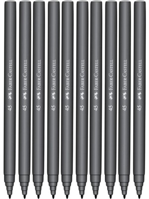 Zemira Faber-Castell Iğne Uçlu Keçeli Kalem Seti, 10’lu, Siyah Renk, Havalandırmalı Kapak, Kağıt Karton