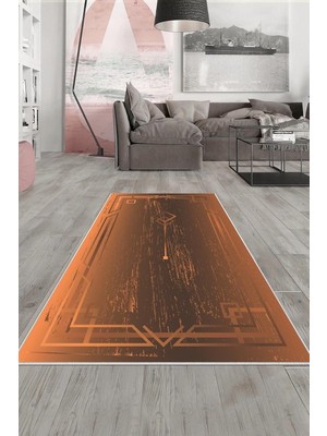 Zemira Pelangi Kırmızı Geometrik Desen Yıkanabilir Kaymaz Taban Tutmaz Salon Halısı Yolluk,