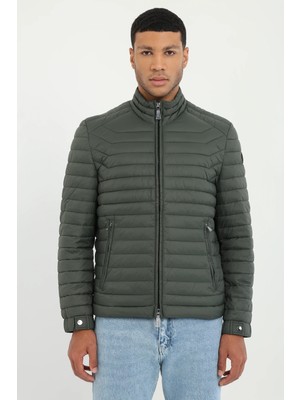 Dufy Erkek Slim Fit Kapüşonlu Haki Mont