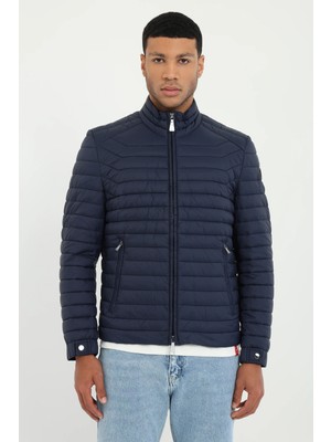 Dufy Erkek Slim Fit Kapüşonlu Lacivert Mont