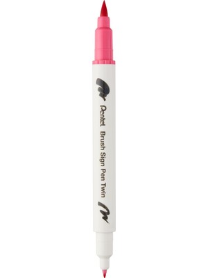 Zemira Pentel Brush Sing Pen Twin Çift Taraflı Fırça Uçlu Kalem Kirmizi