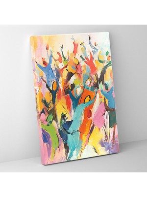 Painted Anarchy Hayvan Figürleri Insan Kıyafetleriyle Çağdaş Sanat Patlayıcı Renkler Dekoratif Kanvas Tablo