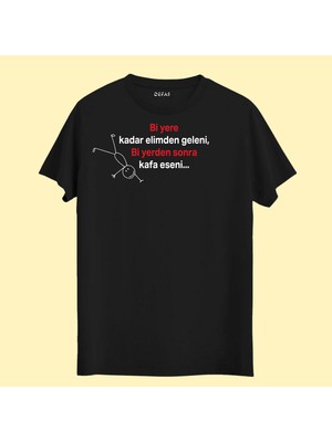 DEFAS Espirili BASKILAR-BEYAZ-SİYAH%100 Pamuk-Regular-Bisiklet Yaka-Trend T-Shirt-Baskılı Tişört