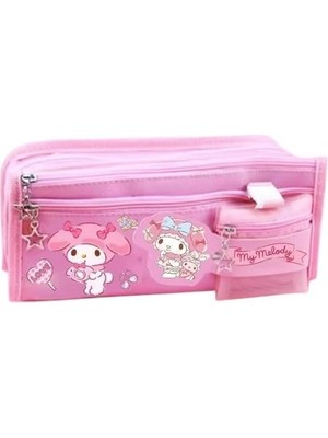 Zemira Sanrio My Melody Pembe Yüksek Kapasiteli Çok Gözlü Kalemlik Kalem Kutusu