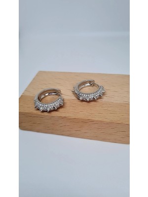 Xuping Jewelry Taşlı Halka Küpe Gümüş Renk