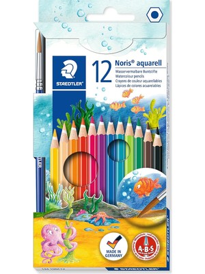 Zemira Staedtler 144 10NC12 Noris Clup Aquarell 12'li Kuruboya Fırça Hediyeli