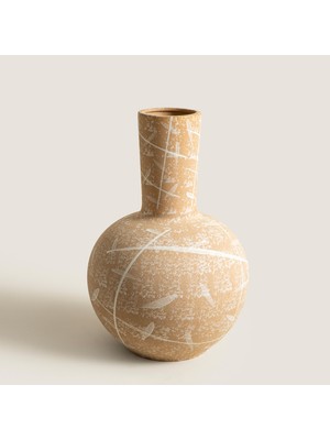 Chakra Dune Globe Taş Görünümlü Vazo Bej/beyaz (34X34X52CM) Natural