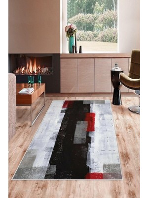 Zemira Pelangi Çok Renkli Abstract Desen Yıkanabilir Kaymaz Taban Tutmaz Salon Halısı Yollu