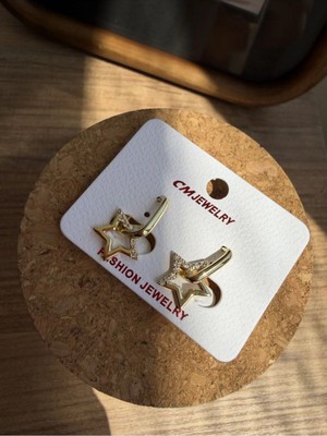 Xuping Jewelry Gold Zirkon Taşlı Yıldız Figürlü Halka Küpe | Şık Kadın Küpe