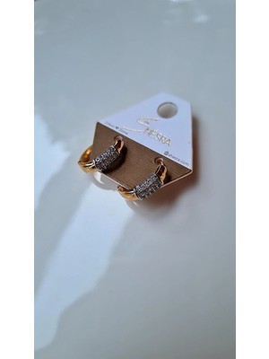 Shesra Rose Gold Rengi Zirkon Taşlı Halka Küpe