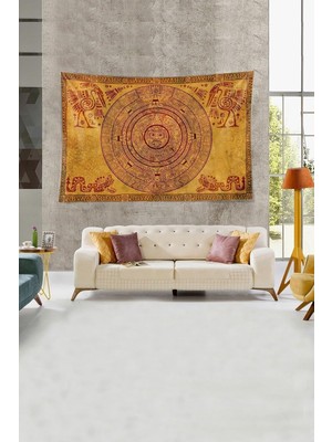 Zemira Pelangi Antik Mısır Figürlü Tutmaz Kadife Dokulu Kumaş Duvar Örtüsü Duvar Halısı Tapestry, Kah