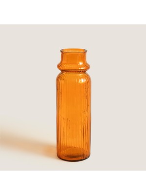 Chakra Çizgili Turuncu Cam Vazo Natural