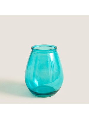 Chakra Yumurta Cam Vazo Aqua Küçük (19X19X23CM) Natural