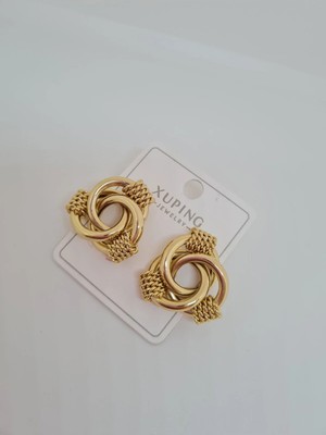 Xuping Jewelry Xuping Örgü Detaylı Içiçe Geçmeli Gold Küpe