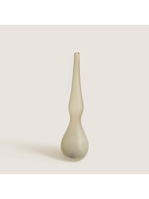 Chakra Yara Kıvrımlı Cam Vazo Seti̇ Gri̇ 14 cm Natural