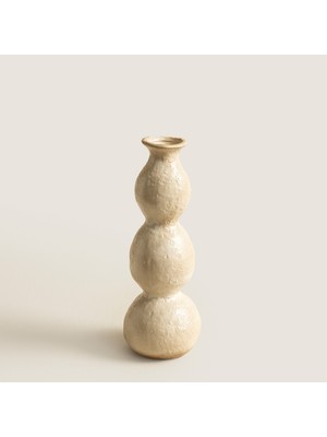 Chakra Oli̇na Serami̇k Krem Vazo Küçük (10,5X10,5X29,5CM) Natural