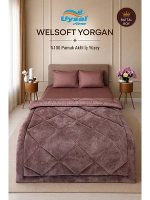 Uysal Yorgan Welsoft %100 Pamuklu Battal Boy Yorgan GÜL KURUSU
